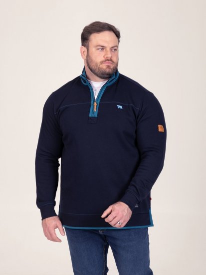 D555 Conway 2 1/4 Zip Neck Fleece Sweatshirt With Bear Logo Navyblau - Herren-sweater und -hoodies - Herren-Sweater und -Hoodies in großen Größen