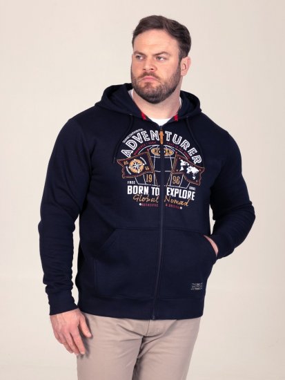 D555 Hector Adventurer Printed Zip Through Hoody Navyblau - Herren-sweater und -hoodies - Herren-Sweater und -Hoodies in großen Größen
