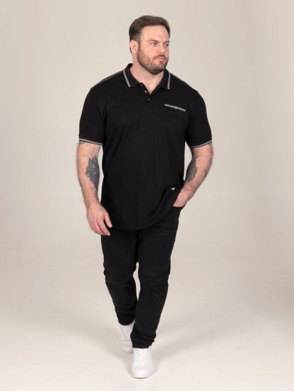 D555 Potts Jersey Polo With Jacquard Collar & Cuffs Schwarz - Polo-shirts für herren - Polo-Shirts für Herren in großen Größen
