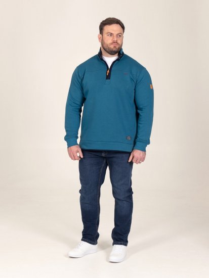 D555 Conway 1 1/4 Zip Neck Fleece Sweatshirt With Bear Logo Teal - Herren-sweater und -hoodies - Herren-Sweater und -Hoodies in großen Größen