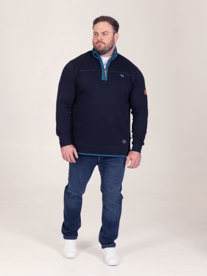 D555 Conway 2 1/4 Zip Neck Fleece Sweatshirt With Bear Logo Navyblau - Herren-sweater und -hoodies - Herren-Sweater und -Hoodies in großen Größen