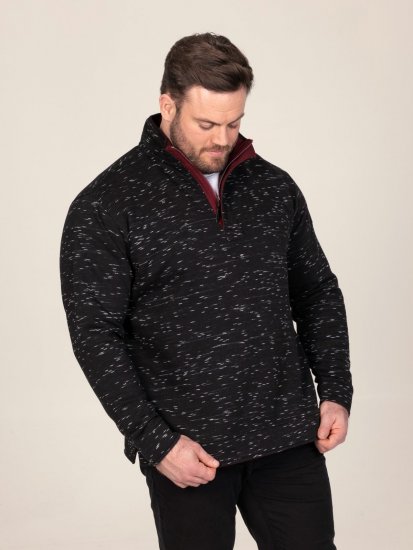 D555 Chandler Reno 1/4 Zip Neck Sweatshirt With Bear Logo Schwarz - Herren-sweater und -hoodies - Herren-Sweater und -Hoodies in großen Größen