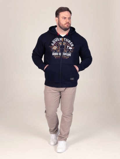D555 Hector Adventurer Printed Zip Through Hoody Navyblau - Herren-sweater und -hoodies - Herren-Sweater und -Hoodies in großen Größen