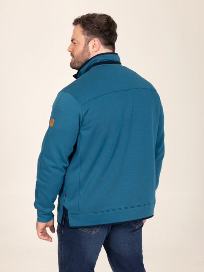 D555 Conway 1 1/4 Zip Neck Fleece Sweatshirt With Bear Logo Teal - Herren-sweater und -hoodies - Herren-Sweater und -Hoodies in großen Größen