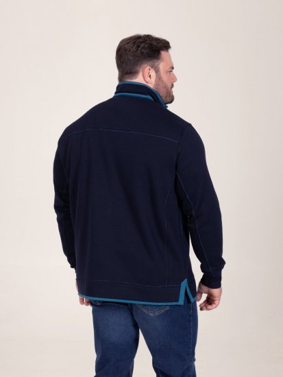 D555 Conway 2 1/4 Zip Neck Fleece Sweatshirt With Bear Logo Navyblau - Herren-sweater und -hoodies - Herren-Sweater und -Hoodies in großen Größen