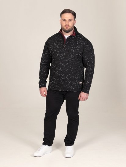 D555 Chandler Reno 1/4 Zip Neck Sweatshirt With Bear Logo Schwarz - Herren-sweater und -hoodies - Herren-Sweater und -Hoodies in großen Größen