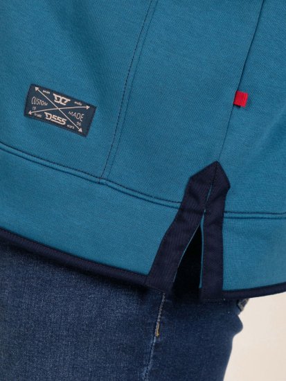 D555 Conway 1 1/4 Zip Neck Fleece Sweatshirt With Bear Logo Teal - Herren-sweater und -hoodies - Herren-Sweater und -Hoodies in großen Größen