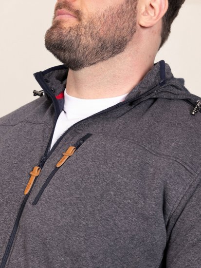 D555 Conrad Detachable Hood Bonded Fleece Zip Through Hoody TALL Navyblau - TALL sweatshirts - TALL Sweatshirts mit Extralänge