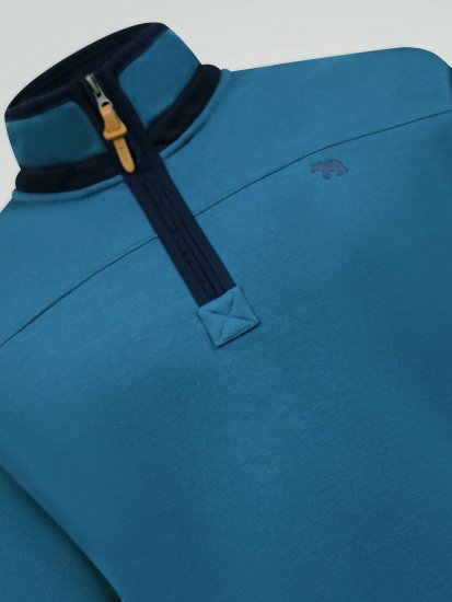 D555 Conway 1 1/4 Zip Neck Fleece Sweatshirt With Bear Logo Teal - Herren-sweater und -hoodies - Herren-Sweater und -Hoodies in großen Größen