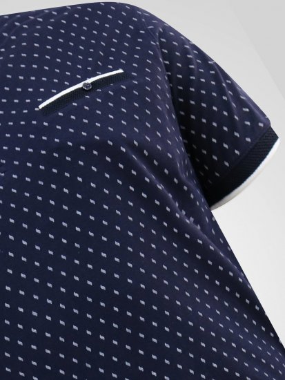 D555 Reid AOP Polo With Jacquard Collar, Pocket And Cuffs Navyblau - Polo-shirts für herren - Polo-Shirts für Herren in großen Größen