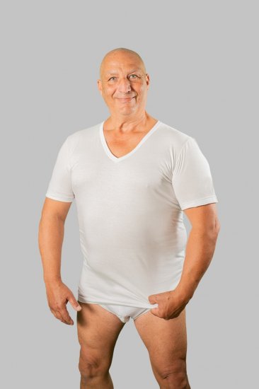 20 Nodi Short Sleeve V-Neck in Combed Cotton Jersey White - Herrenunterwäsche & bademode - Herrenunterwäsche & Bademode in großen Größen