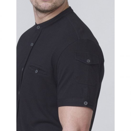 D555 Archer Collarless Shirt Black - Herrenhemden - Herrenhemden in großen Größen