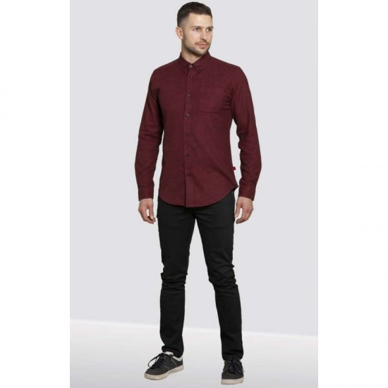 D555 Dawson Textured Shirt Dark Red - Herrenhemden - Herrenhemden in großen Größen