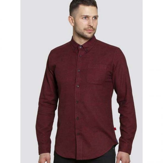 D555 Dawson Textured Shirt Dark Red - Herrenhemden - Herrenhemden in großen Größen