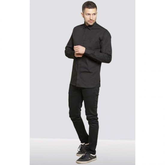 D555 Michael Couture Stretch Shirt Black - Herrenhemden - Herrenhemden in großen Größen