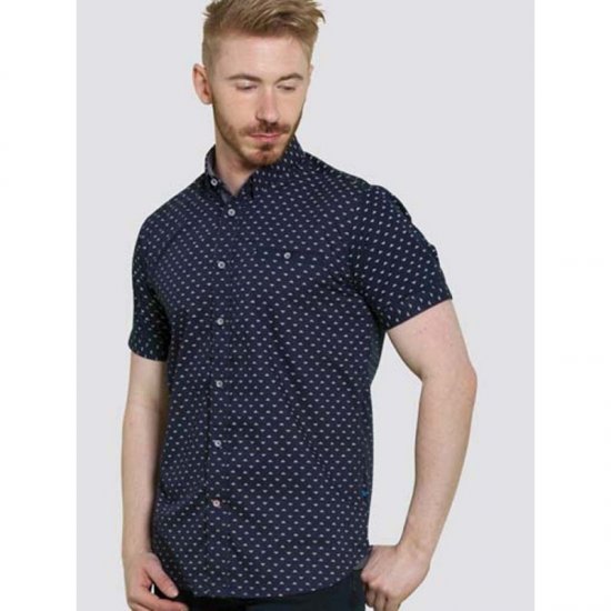 D555 Barrington Short Sleeve Shirt Navy - Herrenhemden - Herrenhemden in großen Größen