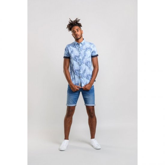 D555 Santana Hawaii Shirt Sky Blue - Herrenhemden - Herrenhemden in großen Größen
