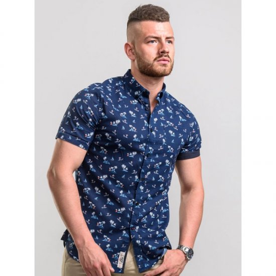 D555 Davian Hawaii Shirt Navy - Herrenhemden - Herrenhemden in großen Größen