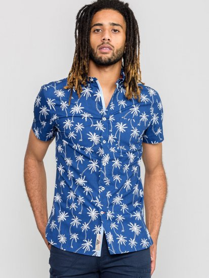 D555 BURLEY Palm Tree Print Shirt - Herrenhemden - Herrenhemden in großen Größen