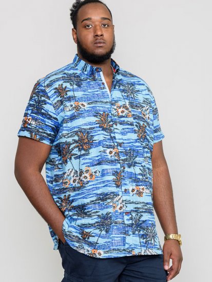 D555 CHARFORD Hawaiian Reverse Printed Shirt - Herrenhemden - Herrenhemden in großen Größen
