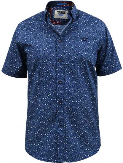 D555 Tristain S/S Floral Ao Print Shirt Navy - Herrenhemden in großen Größen - Herrenhemden in großen Größen