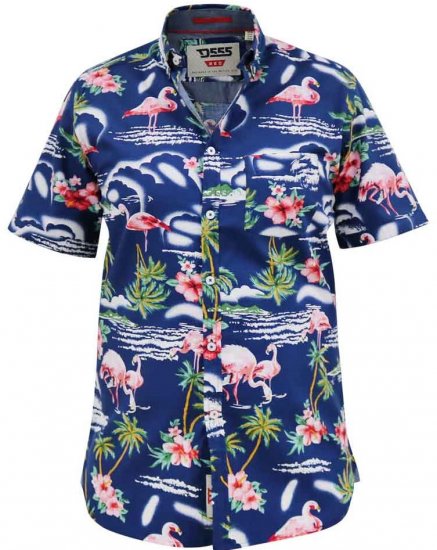 D555 Durham Flamingo Hawaiian Ao Print Shirt - Herrenhemden - Herrenhemden in großen Größen
