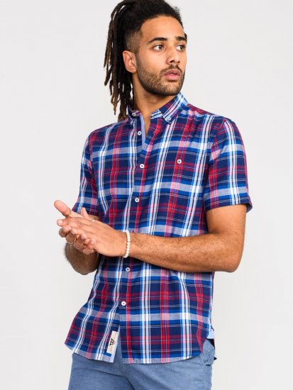 D555 Portland Check Button Down Collar S/S Shirt - Herrenhemden - Herrenhemden in großen Größen