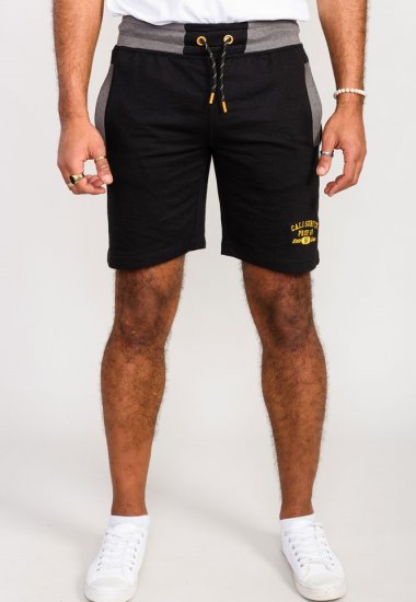 D555 Sutton Elasticated Waist Shorts With Embroidery Black - Jogginghosen für herren - Jogginghosen für Herren in großen Größen