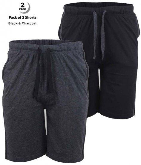 D555 Ryan Jersey Shorts 2-pack Black/Charcoal - Jogginghosen für herren - Jogginghosen für Herren in großen Größen