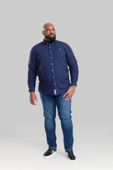 D555 Sennon LS Linen Mix Shirt - Herrenhemden - Herrenhemden in großen Größen