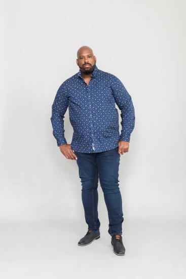 D555 Edmund AOP Shirt Navy - Herrenhemden - Herrenhemden in großen Größen