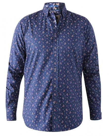 D555 Edmund AOP Shirt Navy - Herrenhemden - Herrenhemden in großen Größen