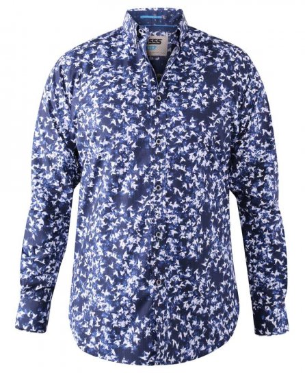 D555 Harrow AOP Shirt Blue - Herrenhemden - Herrenhemden in großen Größen