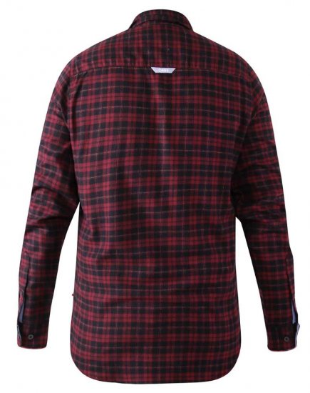 D555 Holton Dark Red Checked Flannel Shirt - Herrenhemden - Herrenhemden in großen Größen