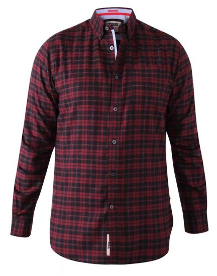 D555 Holton Dark Red Checked Flannel Shirt - Herrenhemden in großen Größen - Herrenhemden in großen Größen