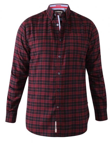 D555 Holton Dark Red Checked Flannel Shirt - Herrenhemden - Herrenhemden in großen Größen