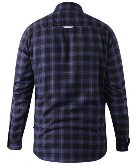 D555 Dovercourt Flannel Check Shirt Blue and Black - Herrenhemden - Herrenhemden in großen Größen