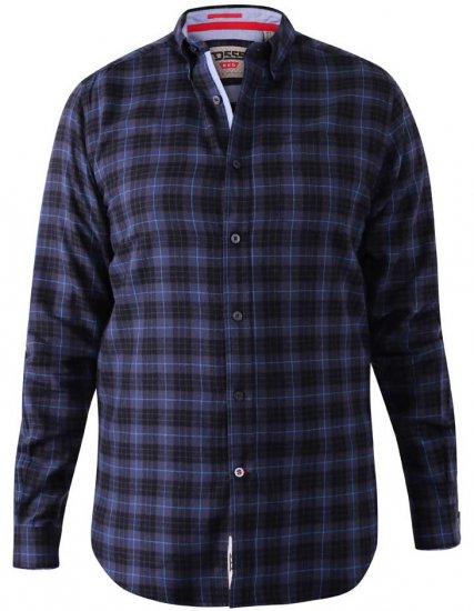 D555 Dovercourt Flannel Check Shirt Blue and Black - Herrenhemden - Herrenhemden in großen Größen
