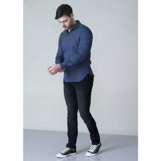 D555 Lavar Long Sleeve Diamond Printed Shirt - Herrenhemden - Herrenhemden in großen Größen