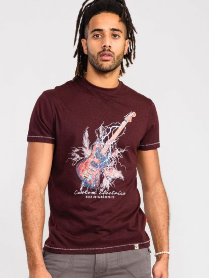 D555 Redbourn Lightning Bolt Guitar Printed T-Shirt - Herren-T-Shirts - Herren-T-Shirts in großen Größen