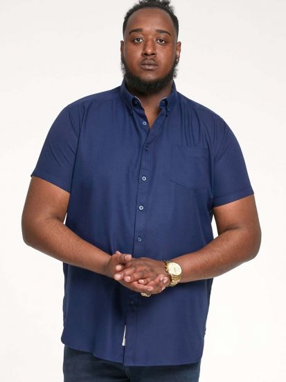 D555 James Short Sleeve Oxford Shirt Navy - Herrenhemden - Herrenhemden in großen Größen