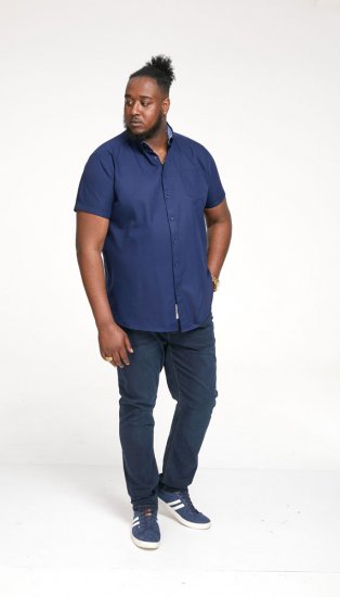 D555 James Short Sleeve Oxford Shirt Navy - Herrenhemden - Herrenhemden in großen Größen