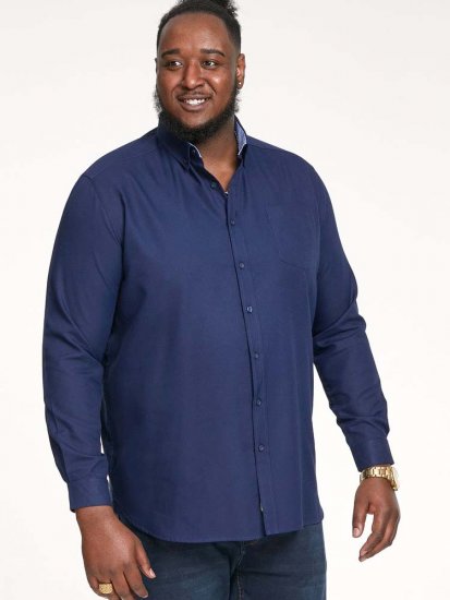 D555 Richard Long Sleeve Oxford Shirt Navy - Herrenhemden - Herrenhemden in großen Größen