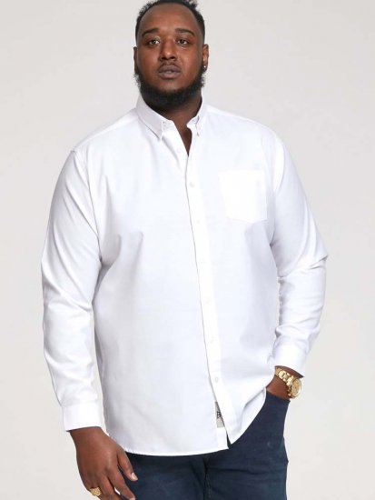 D555 Richard Long Sleeve Oxford Shirt White - Herrenhemden - Herrenhemden in großen Größen