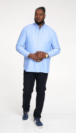 D555 Richard Long Sleeve Oxford Shirt Sky Blue - Herrenhemden - Herrenhemden in großen Größen