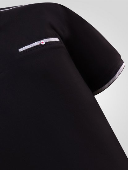 D555 Potts Jersey Polo With Jacquard Collar & Cuffs Schwarz - Polo-shirts für herren - Polo-Shirts für Herren in großen Größen