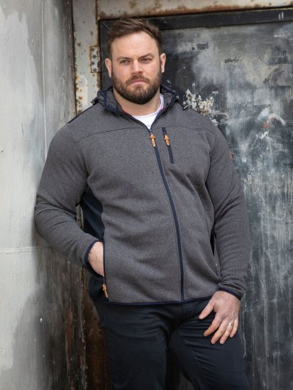 D555 Conrad Detachable Hood Bonded Fleece Zip Through Hoody TALL Navyblau - TALL sweatshirts - TALL Sweatshirts mit Extralänge