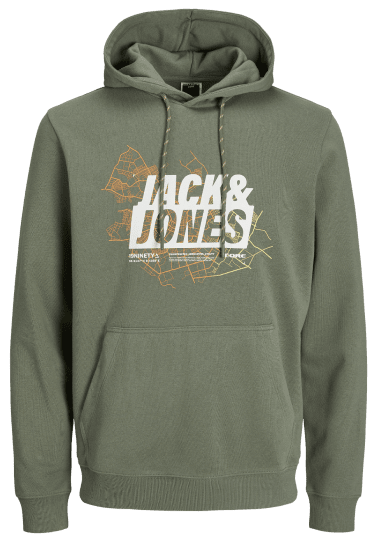Jack & Jones JCOMAP LOGO SWEAT Hoodie Agave Green - Herren-Sweater und -Hoodies in großen Größen - Herren-Sweater und -Hoodies in großen Größen