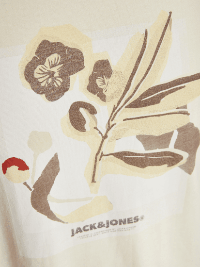 Jack & Jones Almeria Front Print Crew Neck T-Shirt Antique White - Herren-T-Shirts - Herren-T-Shirts in großen Größen