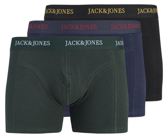 Jack & Jones Blaze Solid Boxershorts 3er-Pack Schwarz/Navyblau/Grün - Boxershorts - Boxershorts für Herren in großen Größen